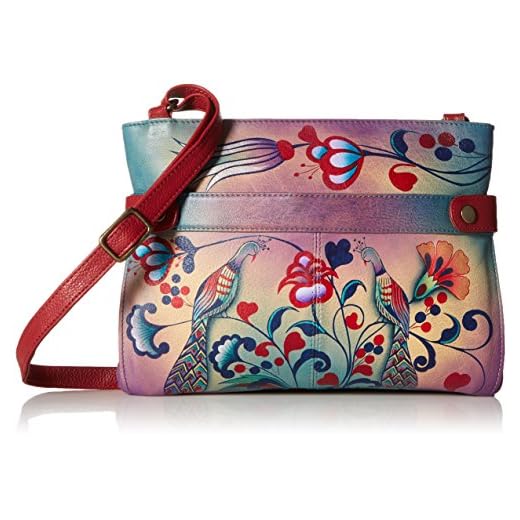 Anna by Anuschka Bolsa tiracolo média feminina original pintada à mão em couro legítimo, Cerâmica turca, One Size