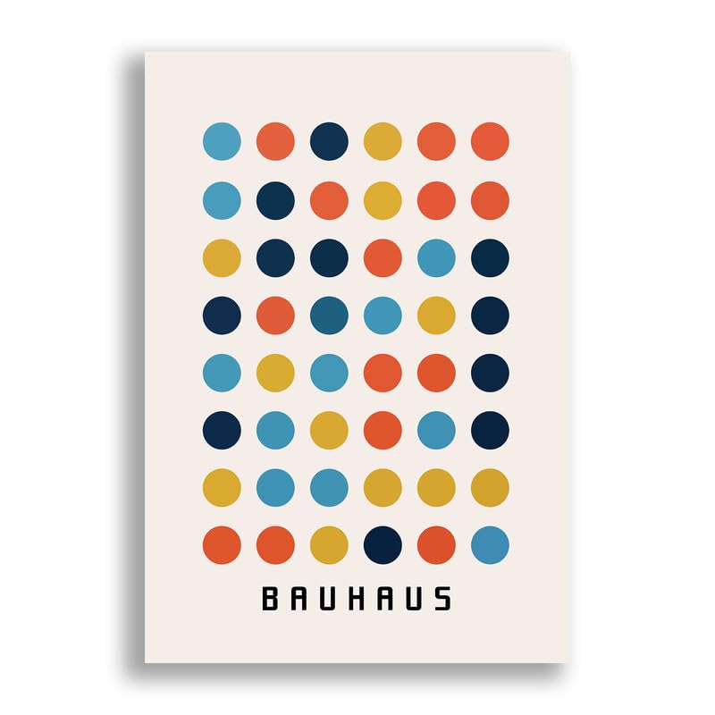 Bauhaus Dot Matrix Multicoloured Circles - Abstract Wall Art Print - Modern Contemporary Home Décor Wall Filler - Unframed Photo Poster (A0 [841mm x 1189mm])