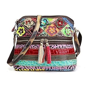 Segater® Vrouwen Multicolor Bloemen Kleine Crossbody Tas, Koeienhuid Lederen Handtas Bloem 3D Snake Patroon Schoudertas…