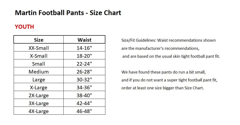 Martin Sports Youth Football Dazzle Game Pants with Pads, Integrated 7-Piece Pad Set, Black (3X-Large)