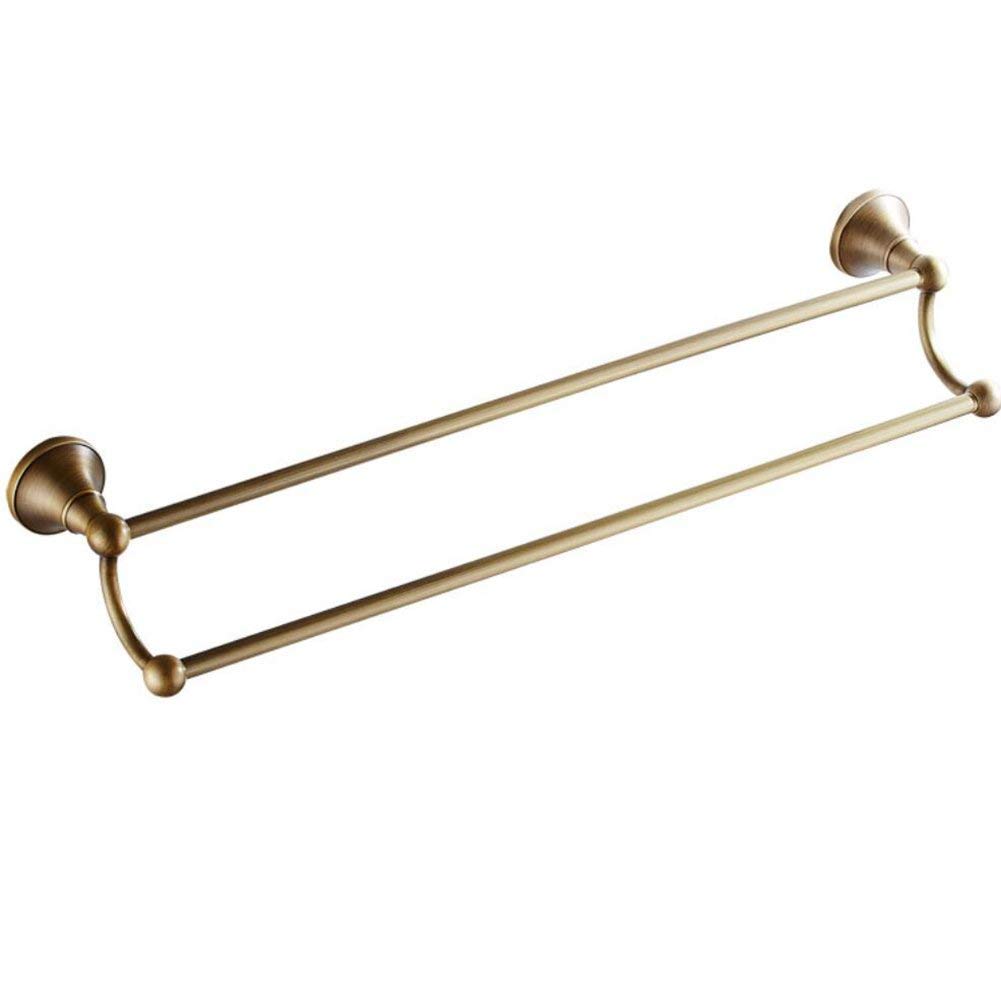 Retro Bad Doppel-Handtuchhalter,Wand-Handtuchstangen,60cm,Doppelschicht,Badetuchstange Badezimmer Badetuchhalter aus Messing (Antik Messing Gebürstet)