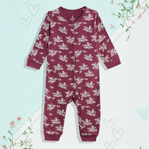 Image of Mothercare Baby Romper Sleepsuit Autumn Print Full Sleeve Pink