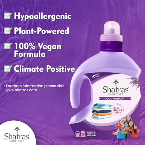 Image of Shatras Eco-Friendly Laundry Liquid Detergent 1 Liter | Suitable for All Types of Clothes | Concentrated Liquid Detergent for Top-Load & Front-Load Washing Machines | Tough Stain Removal & Fabric Care