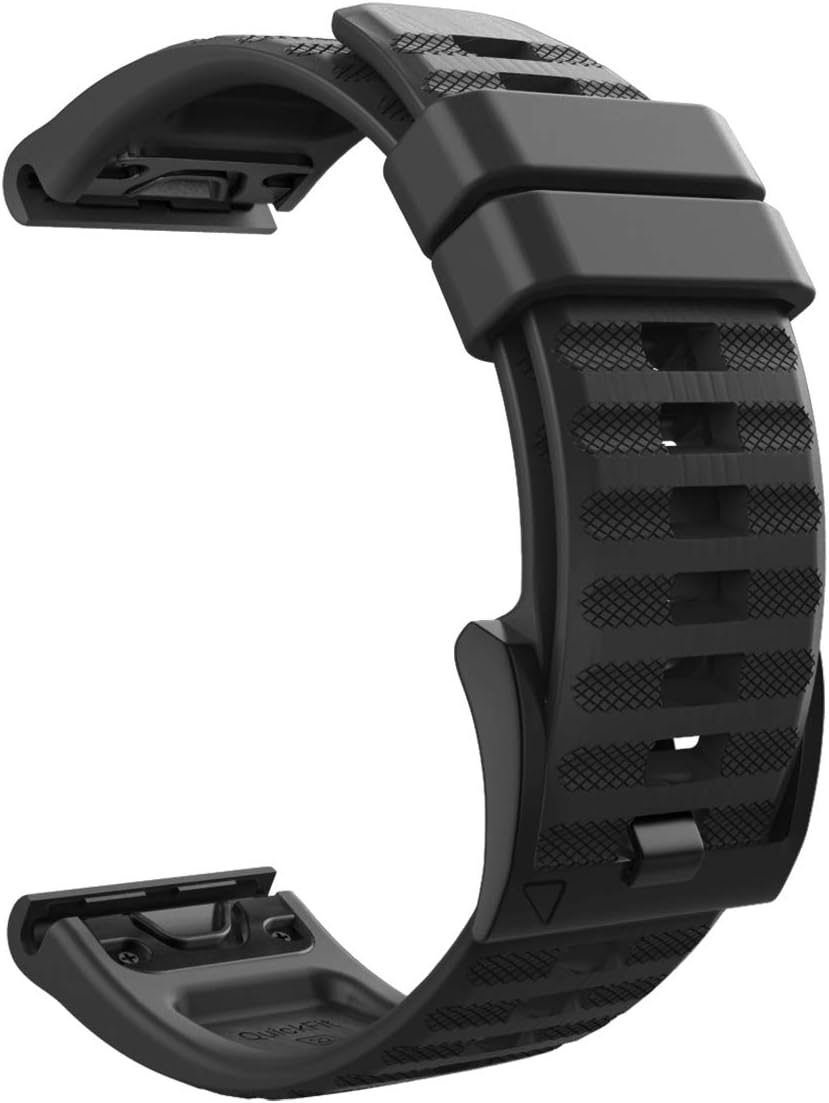 MoKo Strap Compatible with Garmin Fenix 7/7 Pro/6/6 Pro/5/5 Plus/Forerunner 965/955/945/Instinct/Instinct Solar/Instinct 2, 22mm Quick Fit Soft Silicone Adjustable Replacement Watch Band - Black