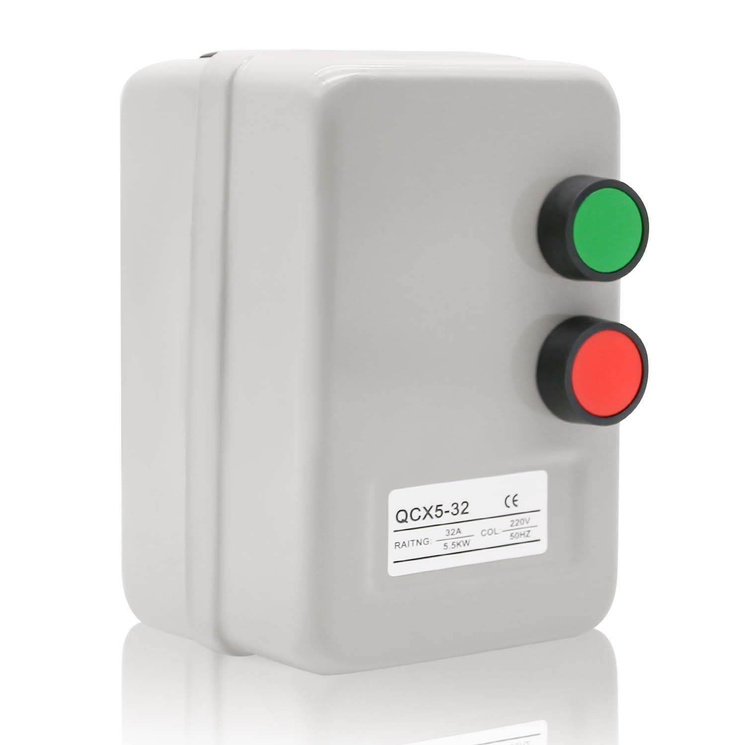 Magnetic Electric Motor Starter - 220/240V 5.5KW 20-32AMP - 7.5 HP Single Phase Magnetic Starter for Motors (Button Switch)