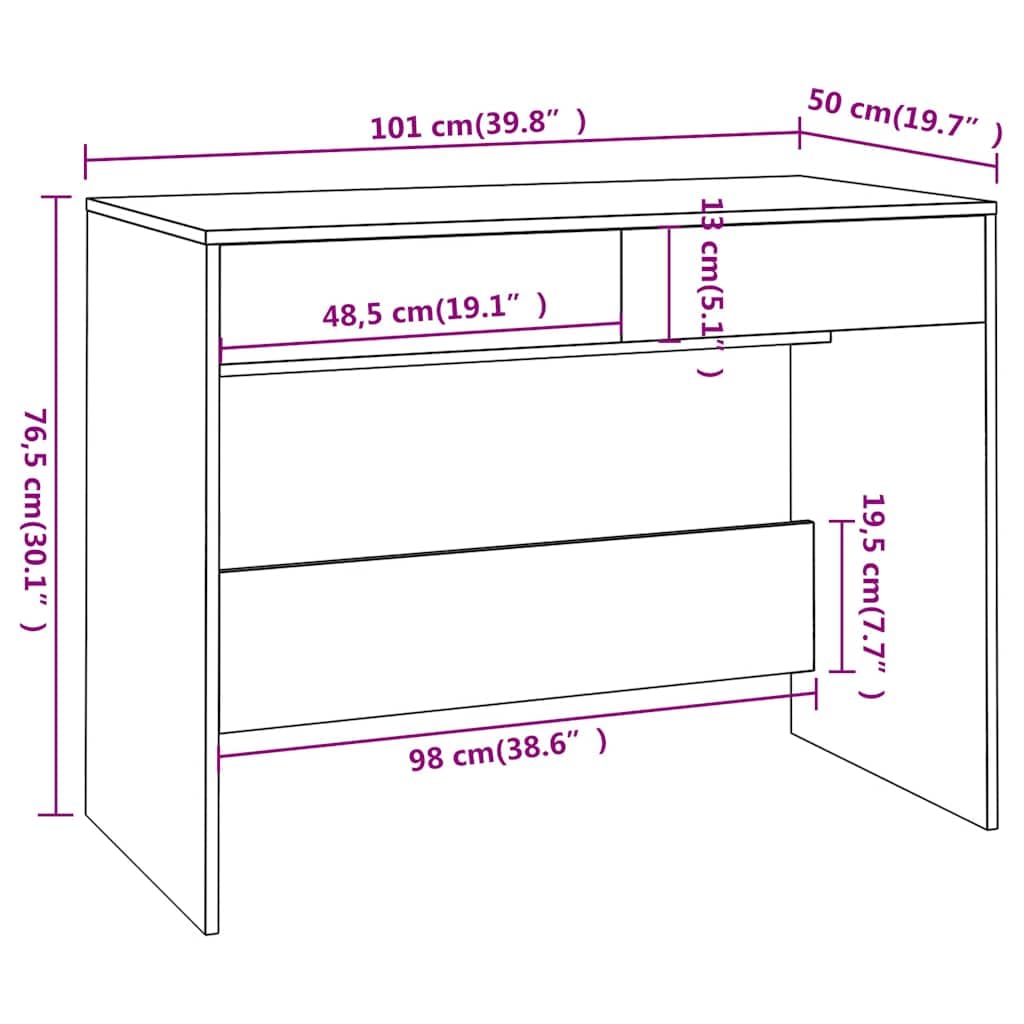 vidaXL Scrivania Grigio Cemento 101x50x76,5 cm in Truciolato