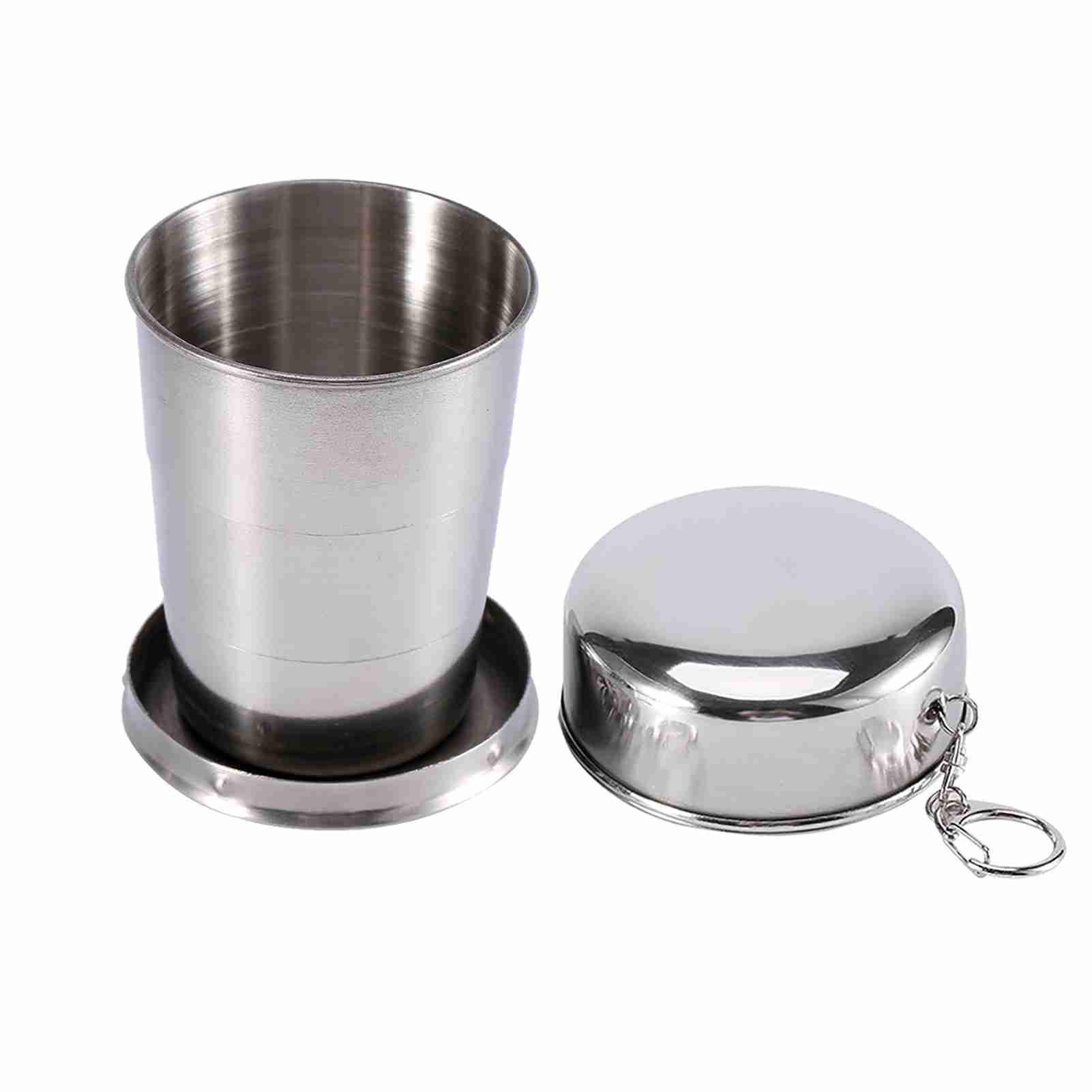 Garosa Stainless Steel Folding Cup,Premium Metal Cup Stackable Drinking Outdoor Travel Telescopic Collapsible Mug Camping Hiking Bottle Folding Cup Portable Retractable Water Containers(140ml)