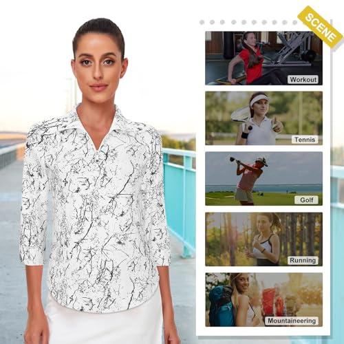 Image of Cucuchy Style Womens Golf Shirt 3 /4 Sleeve Quarter Zip Workout Tennis Tops Quick Dry UPF 50+ Shirts