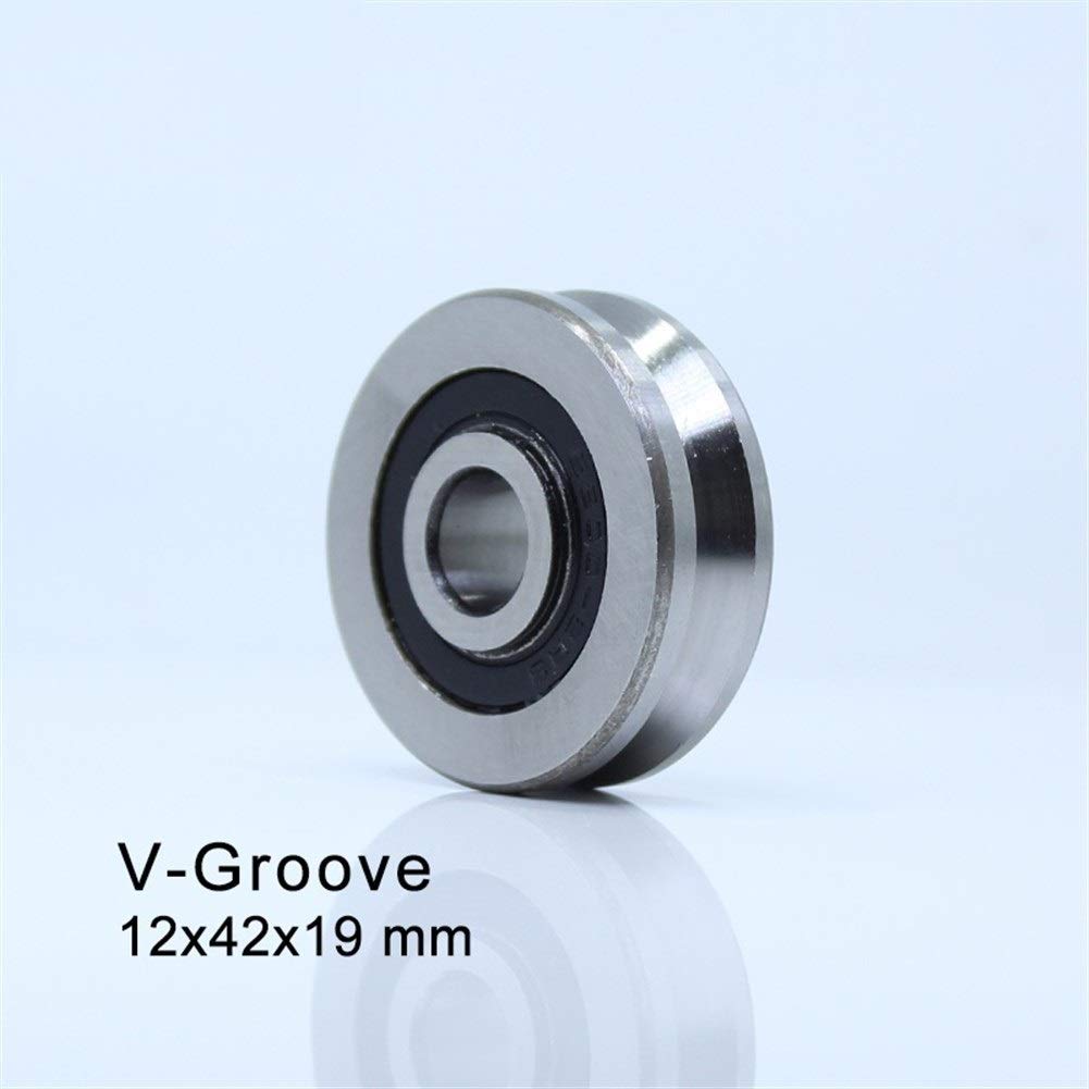 Rodamientos de rodillos V124219 Rodamiento bolas sellado con ranura en V 12x42x19mm V10/4 V11/4 V12/4 V13/4 V14/4 V15/4 guía for riel(124219V12 4 2PCS)