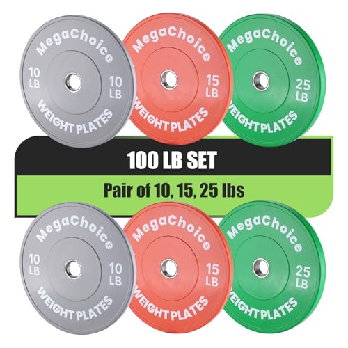 2-Inch Rubber Bumper Plates High Bounce, Olympi-c Weight Plate Set 10 Lbs to 160Lbs, Barbell Weight...