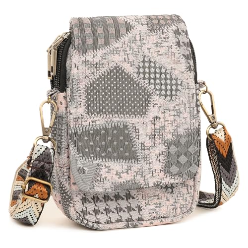 Image of SILKAREA Embroidered Cute Mini Crossbody Bag for Women Small Handbags Wristlet Wallet Bag Cell-phone Pouch Coin Purse
