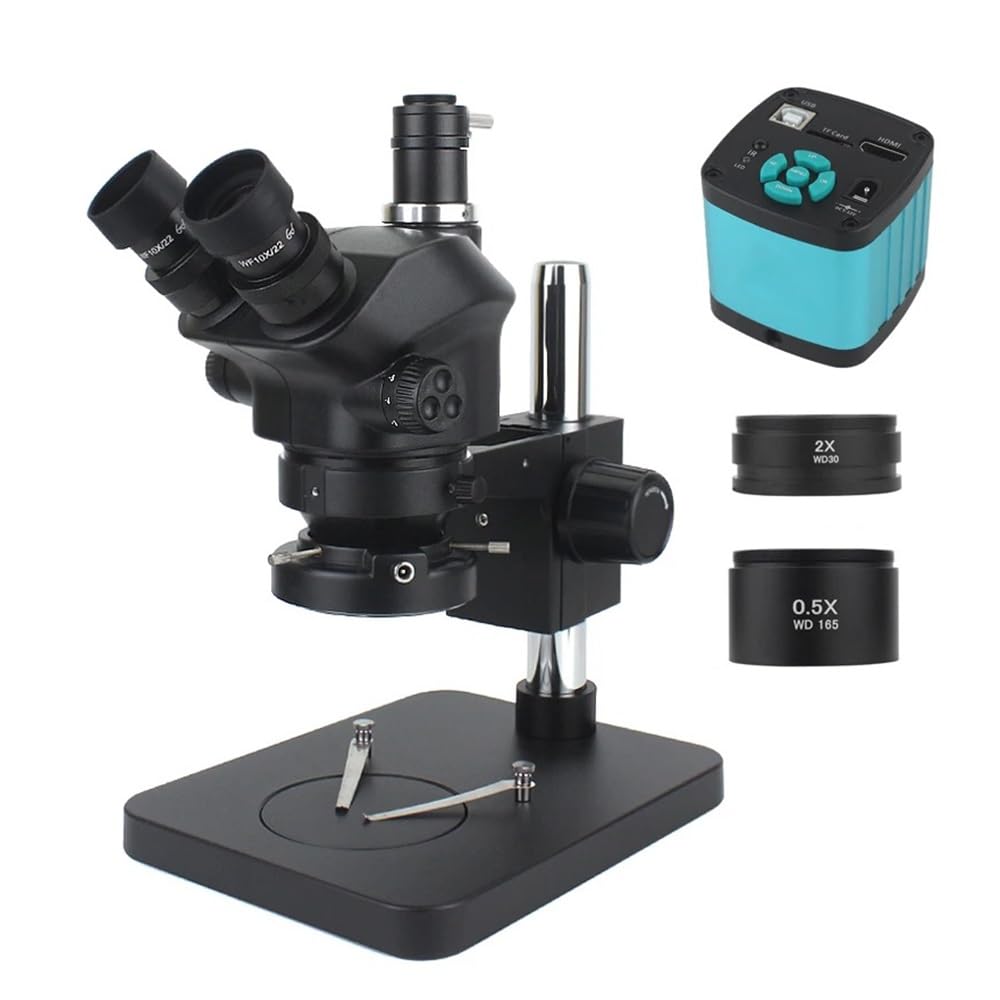 Lab Microscope Slides 1080P 48MP 2K 4K HDMI USB VGA C Mount Video Camera 50X 100X Simul-Focal Stereo Trinocular Microscope Suitable for Phone Soldering PCB Repair Microscope Parts(4K 48MP HDMI USB)