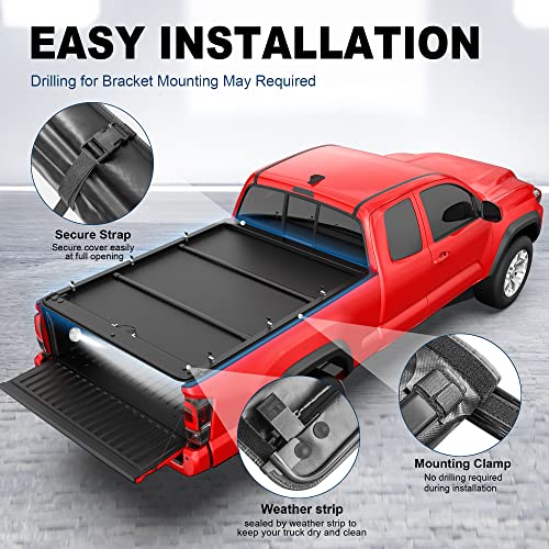 Image of MOSTPLUS 5FT Roll-Up Soft Vinyl Truck Bed Tonneau Cover Compatible with 2016-2023 Toyota Tacoma Extra Short Model On Top Fleetside Cargo Bed 60Inch