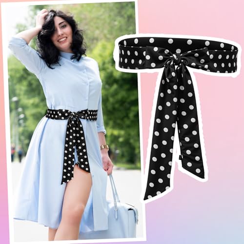 Wedding Satin Sash Belt Women Dress Sash Bridal Belt Waist Belts for Party Special Occasion 2'' Wide Double Side Dots3