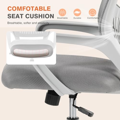 Image of Sweetcrispy Home Office Managerial Executive Chair, Ergonomic Mesh Adjustable Swivel Mid-Back Computer Desk Chair with Comfortable Lumbar Support, Comfy Arms for Bedroom,Study
