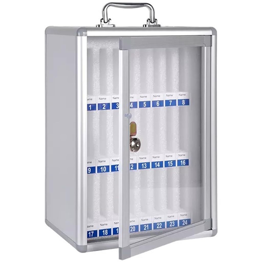 12/24/36/48/60 Gabinete De Almacenamiento para Teléfonos Móviles Almacenamiento Teléfono Aleación Aluminio Taquillas con Cerradura para Aulas, Despachos Y Centros De Examen (Plateadas)(24)