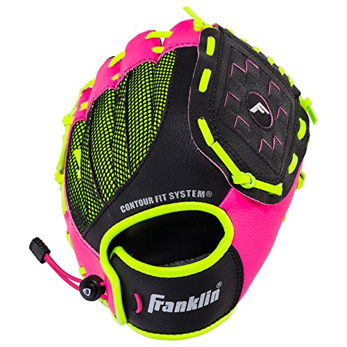 Franklin Sports Teeball Glove - Left and Right Handed Youth Fielding Glove - Neo-Grip - Synthetic Leather Baseball Glove - 9.0 Inch Right Hand Throw - Ready To Play Glove with Ball - Pink