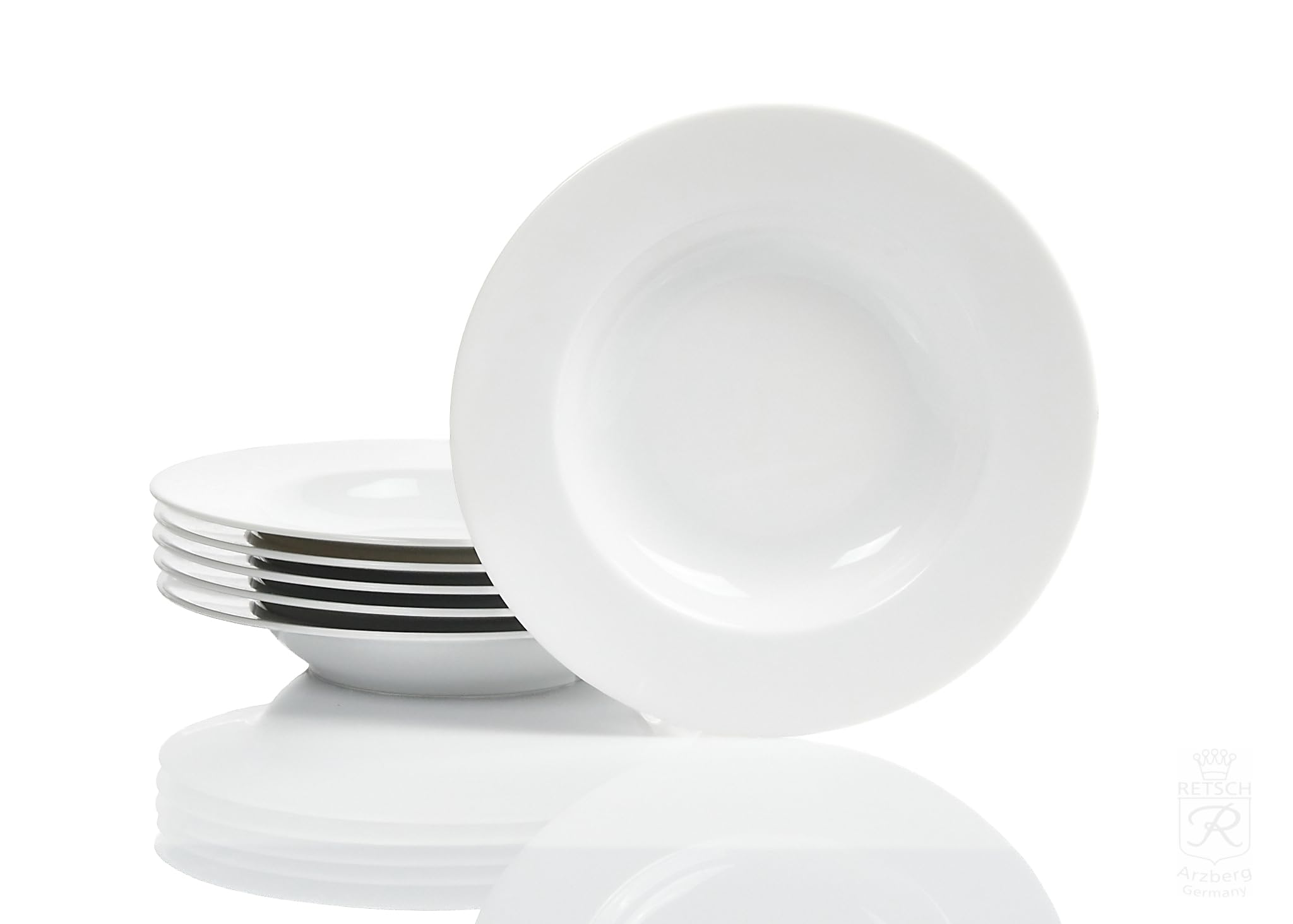 Retsch Arzberg Heike Weiss Suppenteller 23cm, Set 6-teilig/Porzellan/uni weiss, rund