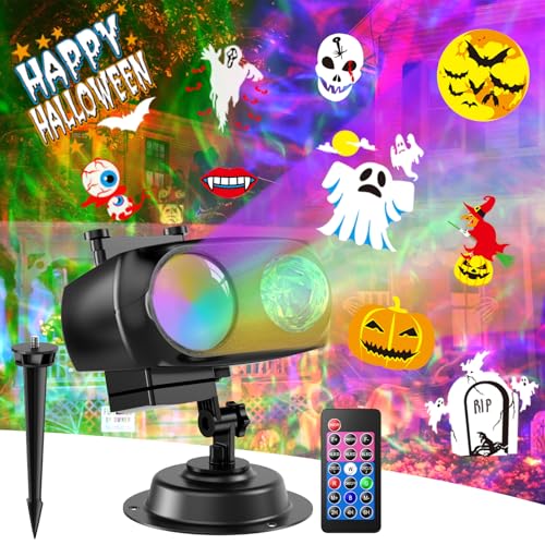 8-Pattern Halloween Projector Lights Outdoor 2-in-1, Holiday Projector Lights Outdoor