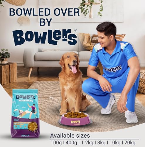 Image of Bowlers Nutrimax Adult Dry Dog Food | Chicken & Vegetables | 3 kg Protein | Smooth Digestion & Healthy Coat | Complete & Balanced Nutrition | Enriched with Essential Amino Acids