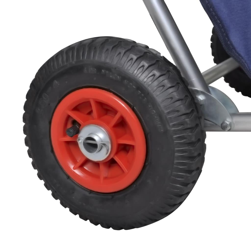vidaXL Carrello da Spiaggia con Ruote Portatile Pieghevole Blu Trolley Sdraio