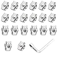 20 STK Drahtseilklemme M3, 304 Edelstahl Seilklemme Set, Drahtseilklemmen 3mm, Kabelklemmen, Drahtseil Clips Klemme für Stahlseil Drahtseil Wäscheleine Markise Fixiert, mit 7mm Schraubenschlüssel