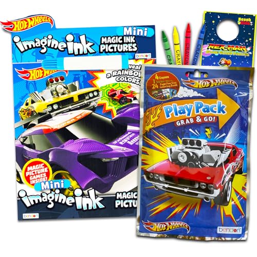 Hot Wheels Imagine Ink Coloring Book Set for Kids Toddlers - Mess Free Magic Ink Coloring Book with Hot Wheels Play Pack and More