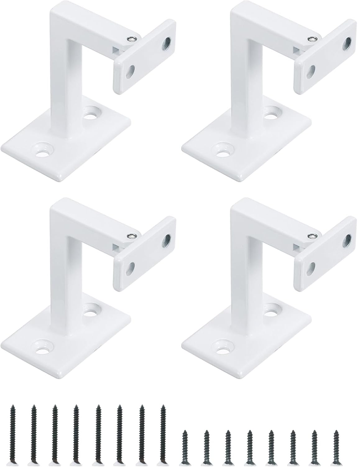 uxcell Swivel Hand Rail Brackets, 4 Pcs Adjustable Square Hand Rail Brackets for Staircase Stair, White