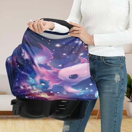 Image of Axolotl Car Seat Covers for Babies, Galaxy Nursing Cover for Baby Infant,Carseat Canopy,Soft Breastfeeding Cove Baby Nursing Cover Easy to Install