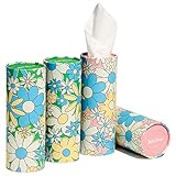 Car Tissues with Lotion, 4 Packs Cylinder Car Tissue Holder, Travel Tissues Box, Perfect Fit for Car Cup Holder, Round Tube Tissue Container