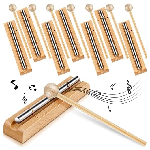 8 Sets Meditation Chimes Mindfulness Hand Bell Reminder Chime for Classroom Hand Chimes Teacher Chime Percussion Instrument with Mallet for Yoga Class Management Prayer Music Gift Supplies