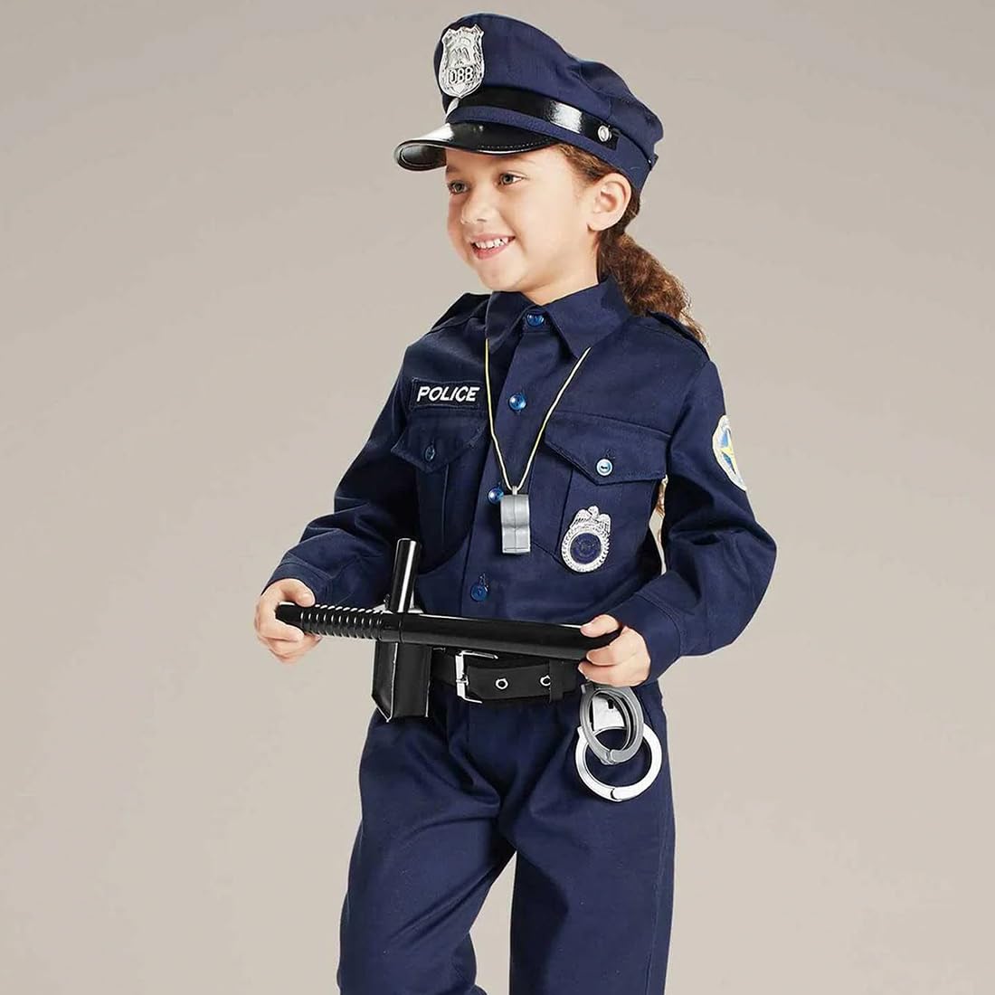 Fairycos Costume della polizia per bambini poliziotto ragazzi ragazze costume della polizia giocattolo carnevale costumi 98 104