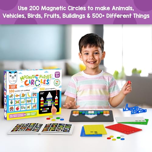 Image of PLAY PANDA Magnetic Puzzle Board, 200 Circle Shapes & Patterns for Kids