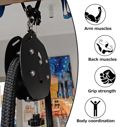 Image of Endless Rope Trainer, Portable Cable Pulley System, Pulley Cable Machine System with Adjustable Resistance, for Muscle Endurance Upper Extremity Training Aerobic Exercise