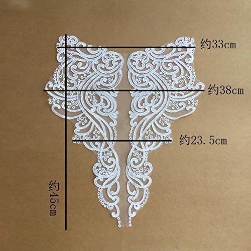 1 Piece Ivory White Lace Applique Neckline Collar Appliques Embroidery Lace Trim Fabric Cloth Sewing Patchwork Diy Craft #TOP3