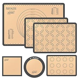 Silicone Baking Mat Set of 6, Non-Stick Food Grade Reusable Baking Sheet Liners Mats for Multi-Size Bakeware,Multi-Purpose Mats for Rolling Dough Making Pastry Cookies Macaroon Pizza by BonGoût.