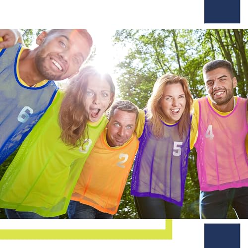 Image of Boyiee Pinnies Scrimmage Vests, Youth Pinnies Nylon Mesh Team Practice Jersey for Sports Basketball Soccer Football