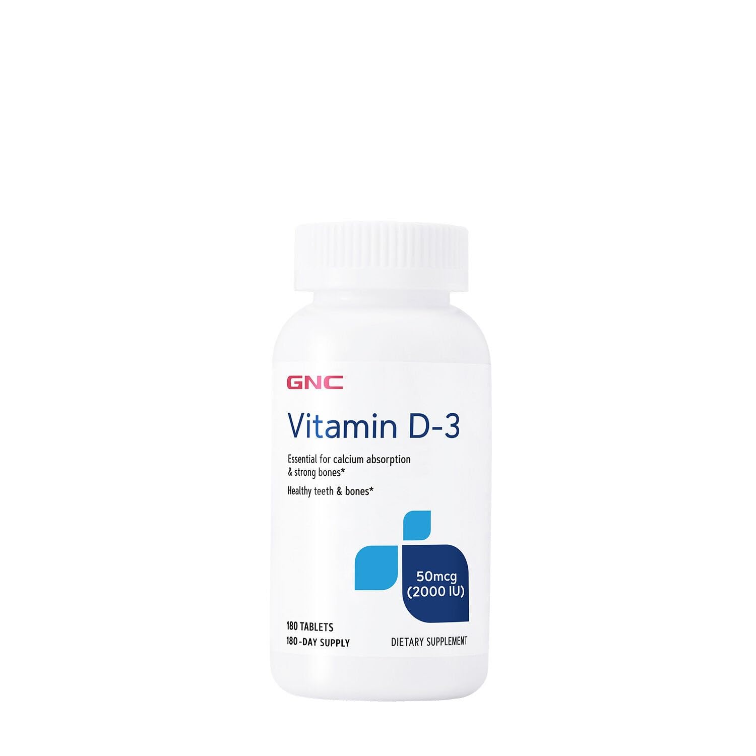 GNC Vitamin D3 50mcg Supplement, 2000 IU, Supports Teeth and Bone Health,180 Servings