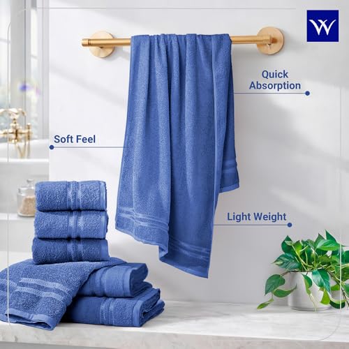 Image of Welspun 100% Cotton Quick Dry Bath Towels | Towels for Bath Large Size | Super Soft & High Absorbent | 380 GSM | 1 Piece Bath Towel for Men /Women | Urban Comfort | 70 cms x 150 cm - Navy Blue