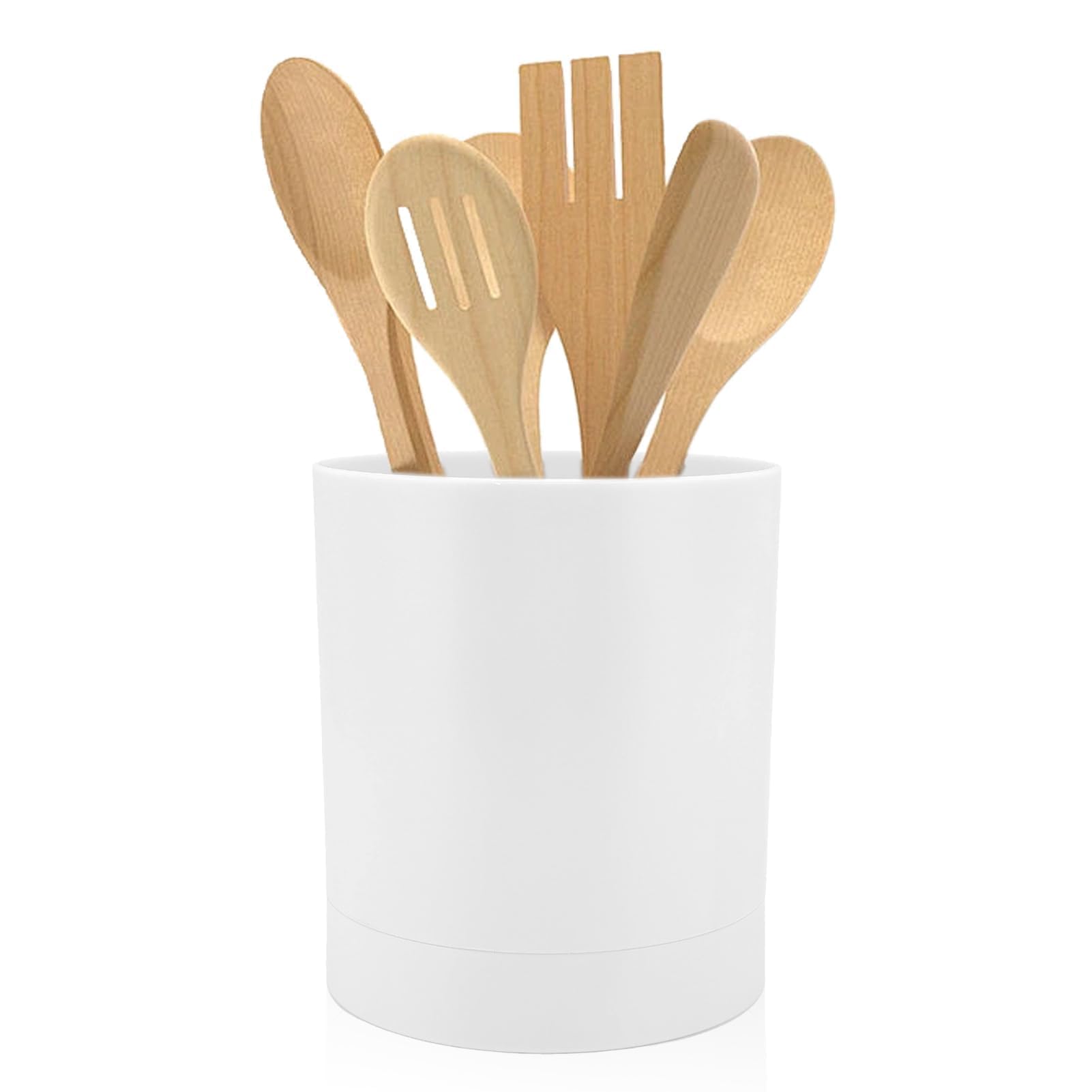 RedCall Portautensili da cucina, grande, organizer per utensili in ceramica per piano di lavoro, utensili moderni per cucchiaio, spatola, decorazione per la casa e la cucina (bianco