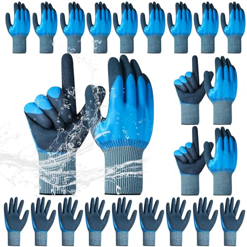 Lot de 12 Paires de Gants de Travail Imperméables, Gants à Double...