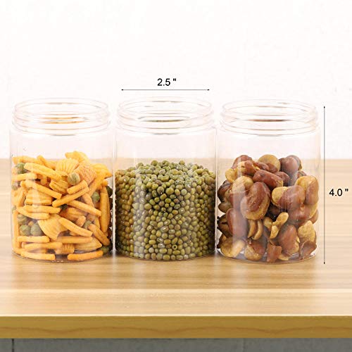 Tecbeauty 12-Pack 300ml Empty Large Refillable Clear Plastic Jars with Lids for Beauty Products, Round Containers for Slime, Cream, Multi Use, Gold2