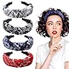 FULHANY 4 PièCes Serre TêTe Femme - Bandeaux Mode Pour Femmes - Bandeau De Roche Noué, Bandeau De Cheveux RéTro Plissé Accessoires, Rouge, Bleu Marine, Noir Et Blanc, Adapté à Diverses Coiffures