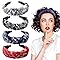 FULHANY 4 PièCes Serre TêTe Femme - Bandeaux Mode Pour Femmes - Bandeau De Roche Noué, Bandeau De Cheveux RéTro Plissé Accessoires, Rouge, Bleu Marine, Noir Et Blanc, Adapté à Diverses Coiffures