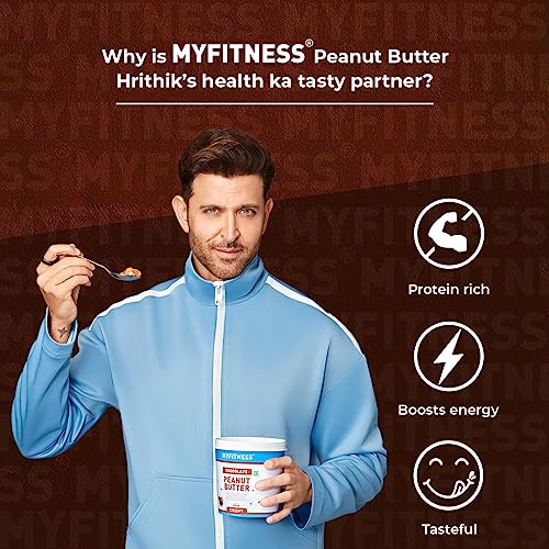 Image of MYFITNESS Peanut Butter High Protein Dark Chocolate Spread Crispy 510g | Added Whey Protein | 31g Protein for Muscle Building | 8g Fiber | Pre & Post-Workout Snacks | Cholesterol Free | Zero Trans Fat