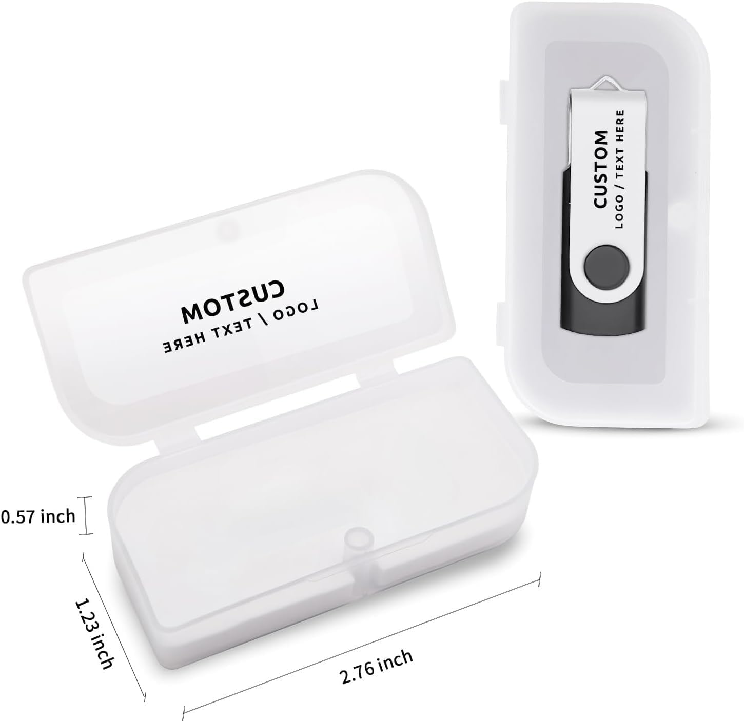 Custom USB Flash Drive with Plastic Box, 50 Pack Personalized USB Drive with 360° Swivel Design, Great for Business Promotions, Corporate Gifts, Event Giveaways (512.0)