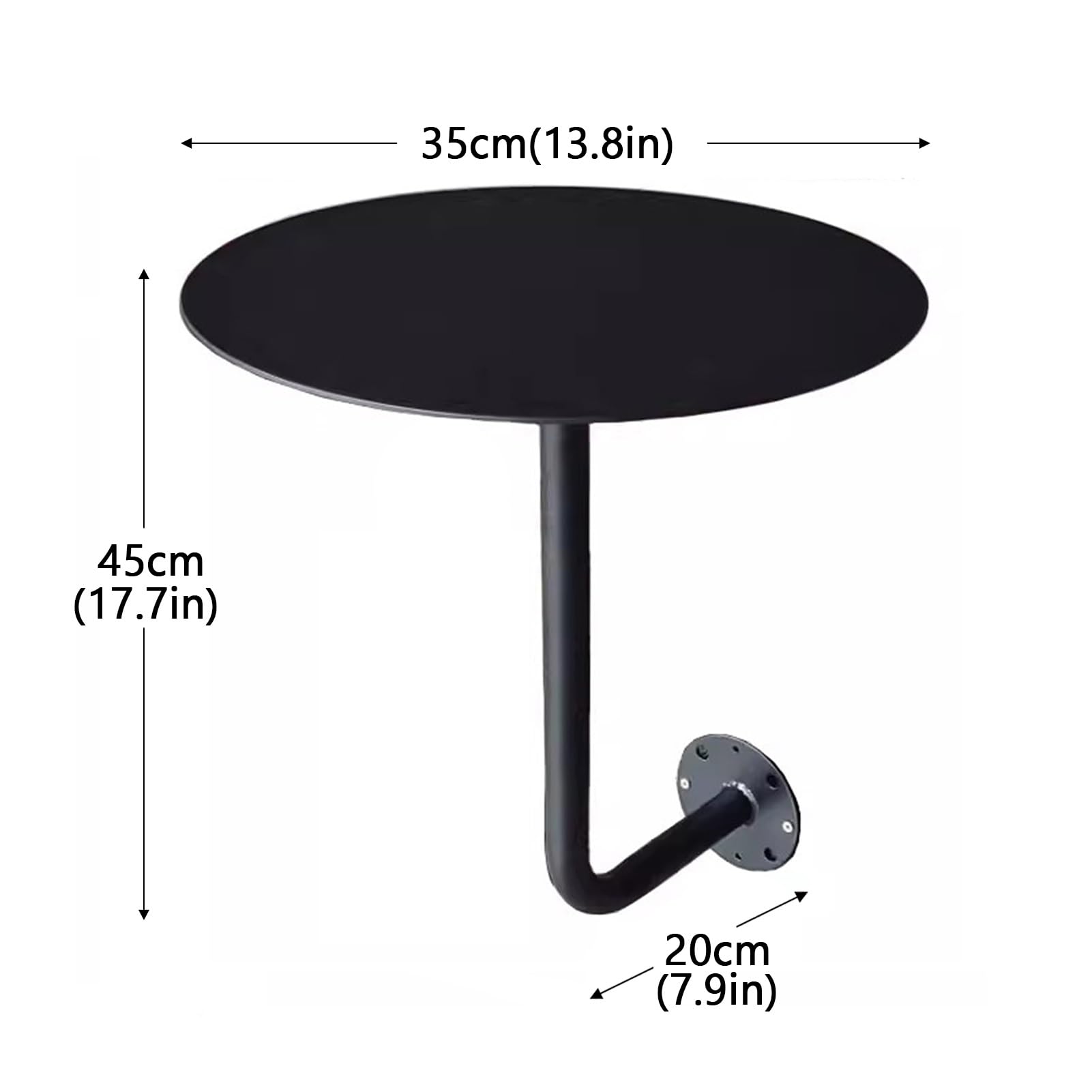 Amazon｜壁掛け式ラウンドサイドテーブル、ブラックメタル天板、モダン