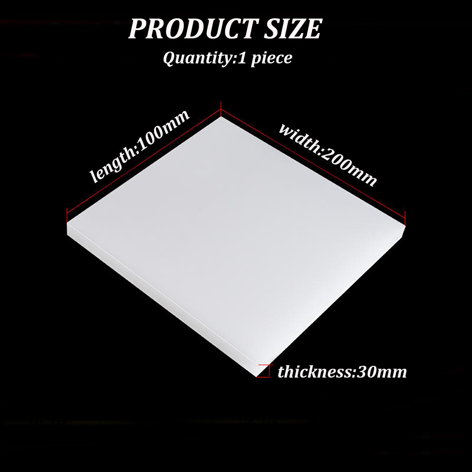Biały arkusz nylonu 100 mm x 200 mm - różne opcje grubości dla majsterkowiczów, części mechanicznych i modelarstwa (1 sztuka)(30mm)