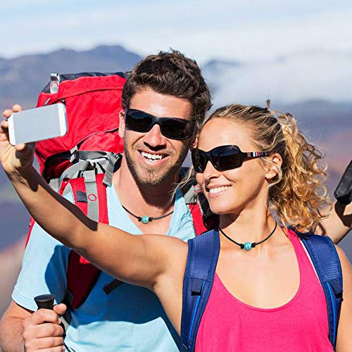 Single Turquoise Choker Necklace on Black Leather Cord for Men/Women3