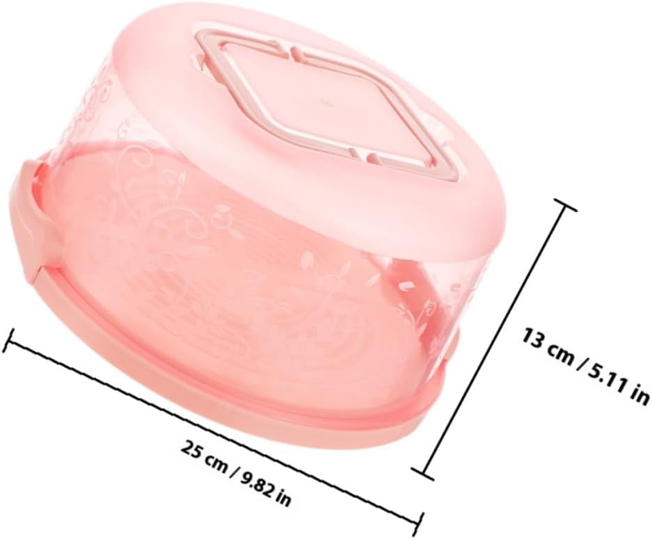 TOYANDONA 2pcs Portable Cake Container Set with Handle, Pink Pp round Cake Carrier Box with Lid for Baking Storage and Travel